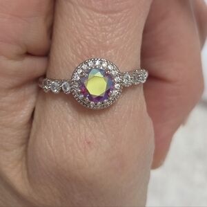 NWT Charmed Aroma Aurora Pink Rainbow Whimsigoth Coquette Mermaid Ring S925 Sz 9